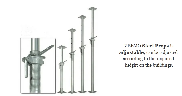 ZEEMO Cuplock Prop Sleeve Adjustable Galvanised Steel Doka Scaffolding Acrow Props for Building Construction Shoring Props