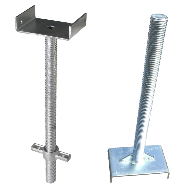 Adjustable hollow U head jack support scaffold jack base